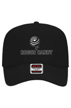 Rogue Candy Swirl logo on front, black Otto 5-Panel Mesh Trucker