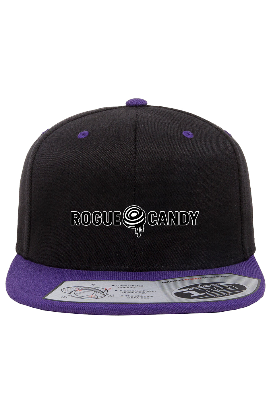 Rogue Candy embroidered Swirl logo Snapback Two-Tone purple and black Cap