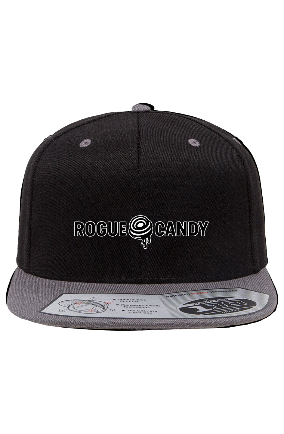 Rogue Candy embroidered Swirl logo Snapback Two-Tone grey and black Cap