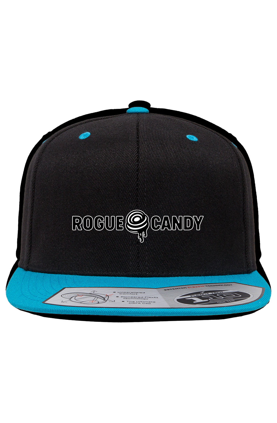 Rogue Candy embroidered Swirl logo Snapback Two-Tone blue and black Cap