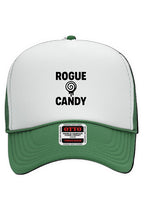 Rogue Candy Embroidered Logo, green Otto White Foam Front 5 Panel Trucker Hat