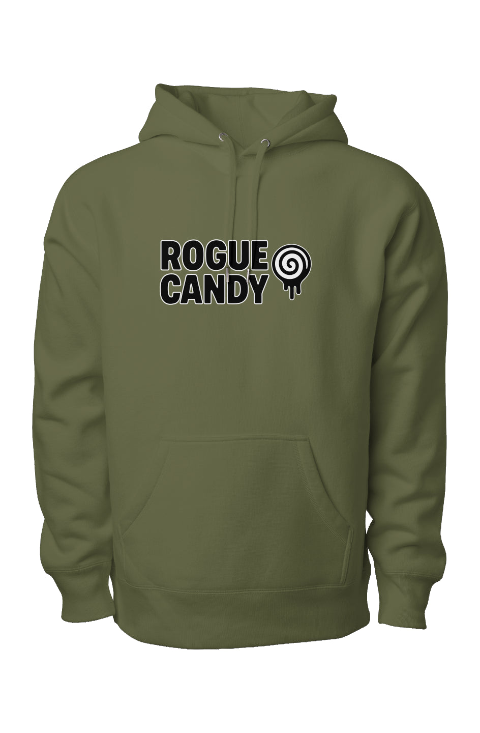 Rogue Candy Embroidered Logo, Drip Stick Embroidered Right Sleve, Heavyweight Cross Grain Hoodie