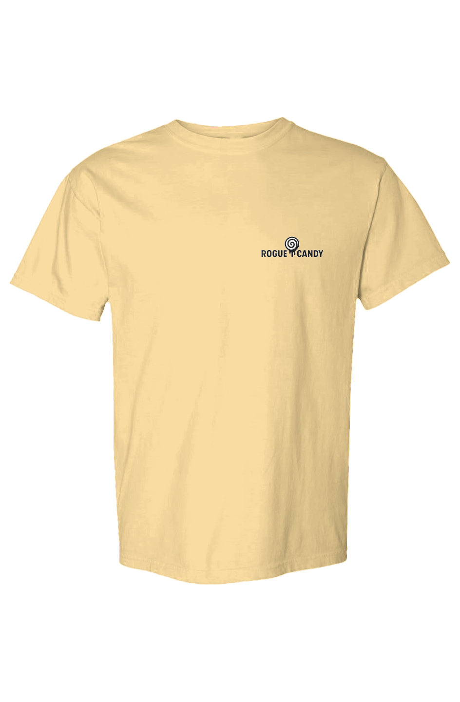 Rogue Candy Embroidered Logo, small on chest, butter yellow Heavyweight T Shirt