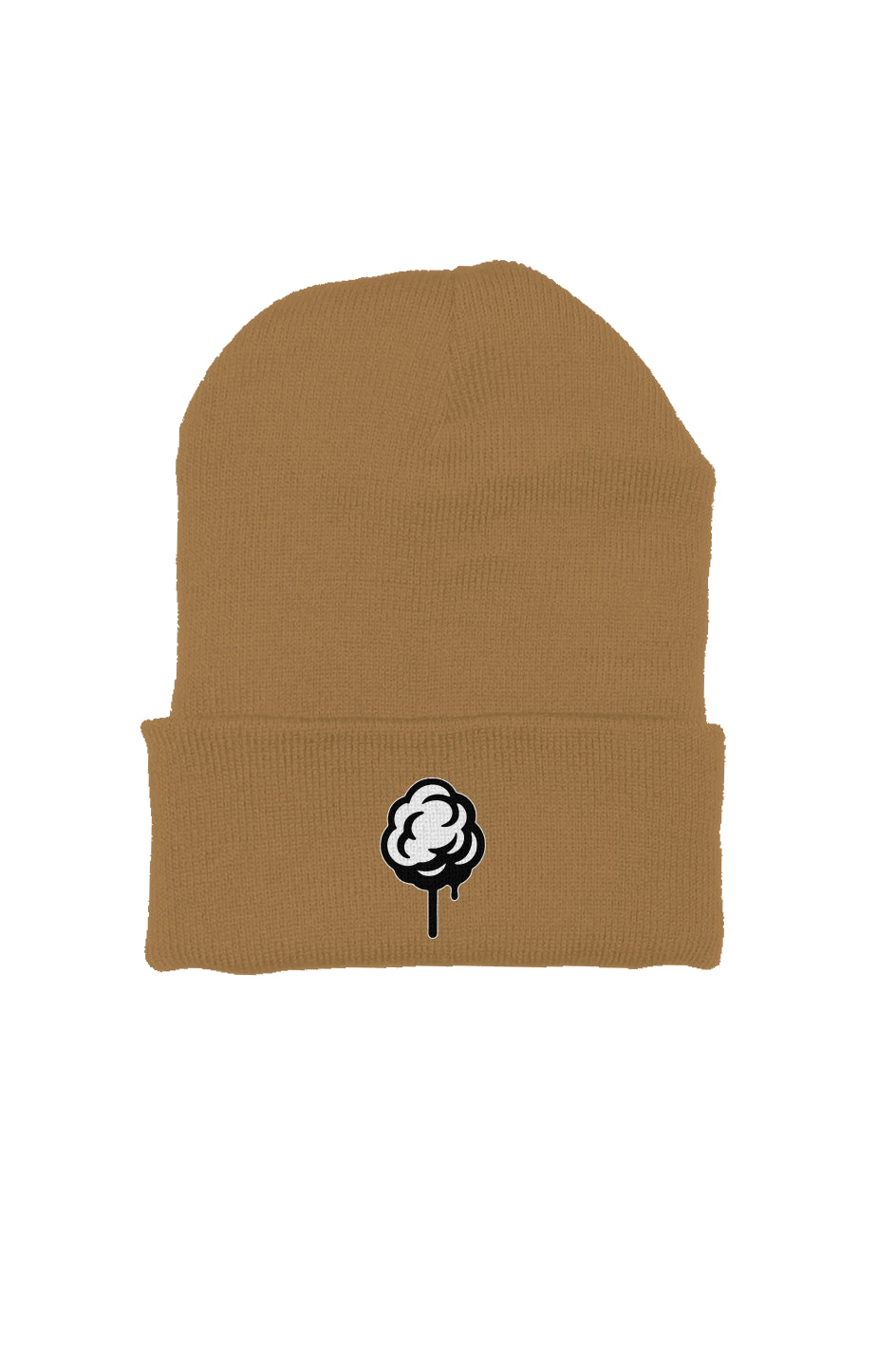On front, Rogue embroidered Cotton Candy, beige Beanie