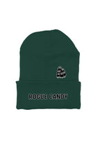 Rogue mini geek clusters on side, forest green, Embroidered rogue candy logo, Beanie