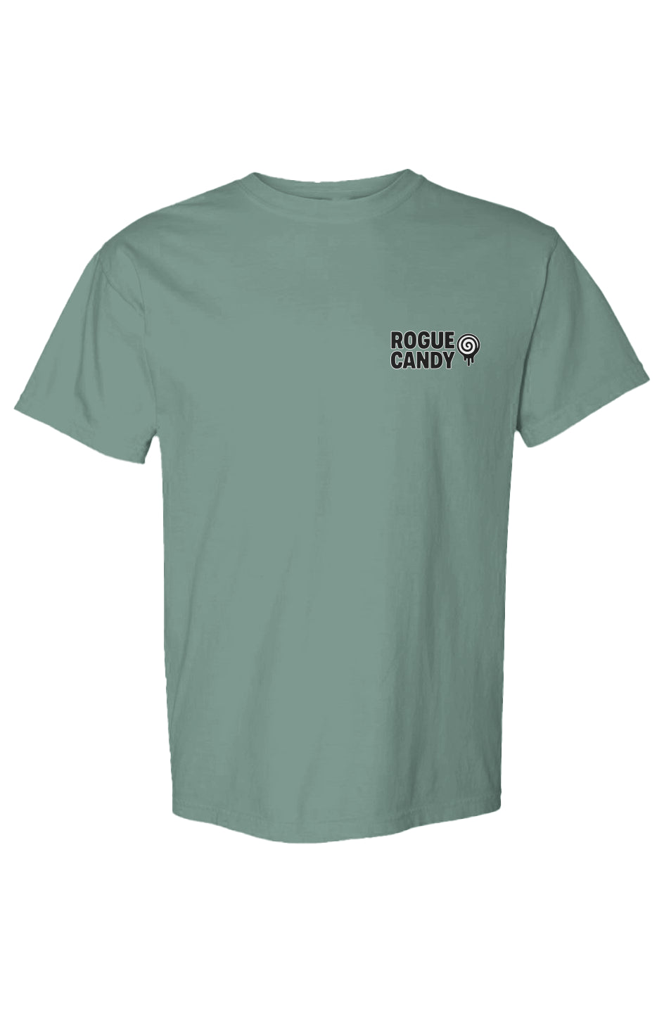 Rogue Candy Embroidered Logo, small on chest, light green Heavyweight T Shirt