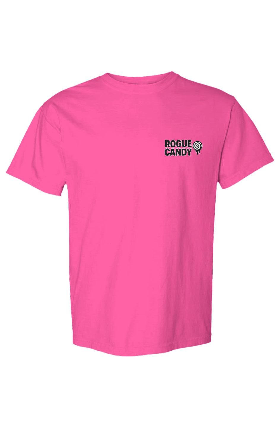 Rogue Embroidered Logo small on chest,  Heavyweight neon pink T Shirt