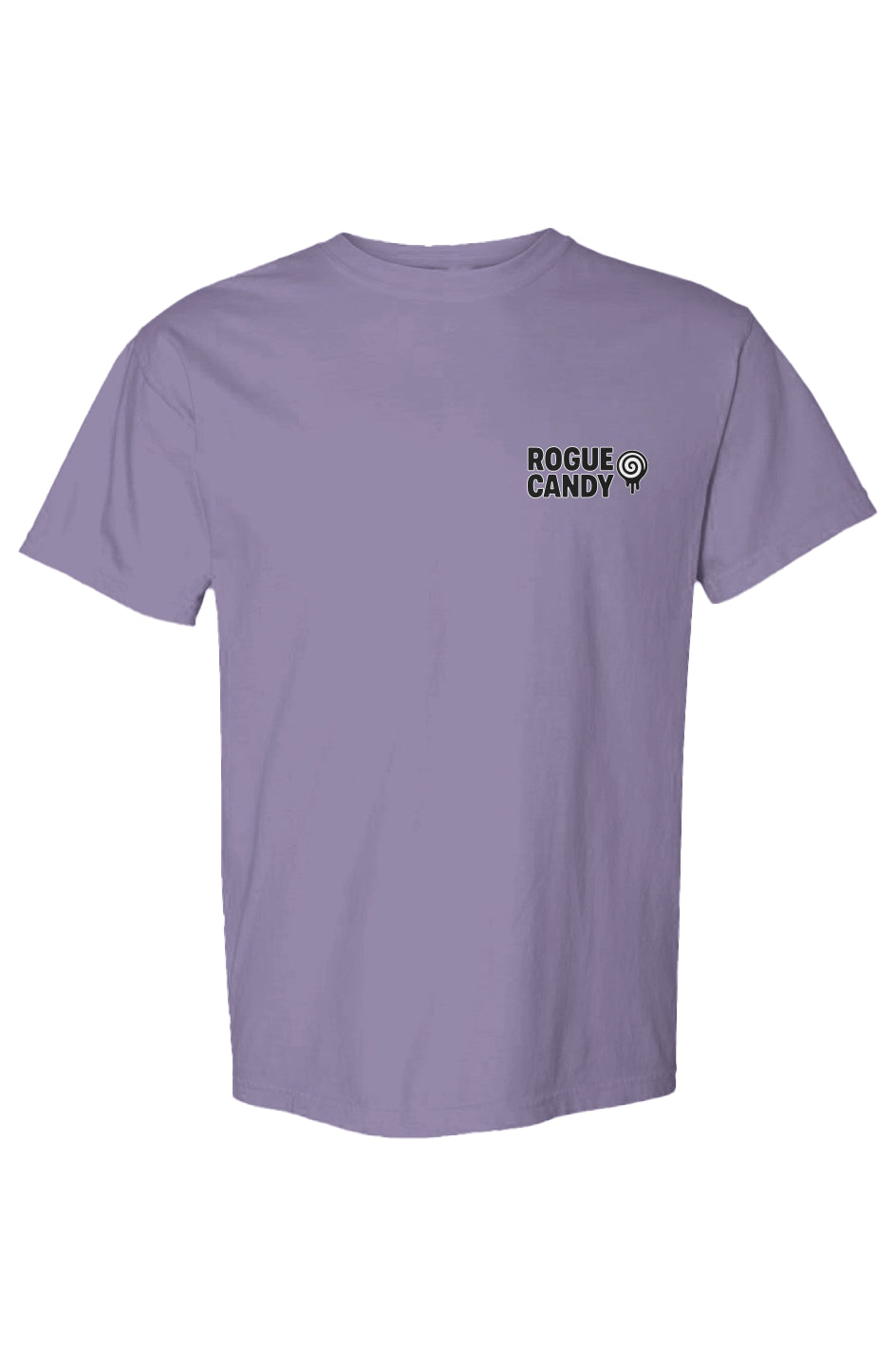 Rogue Candy Embroidered Logo, front, light purple,  Heavyweight T Shirt