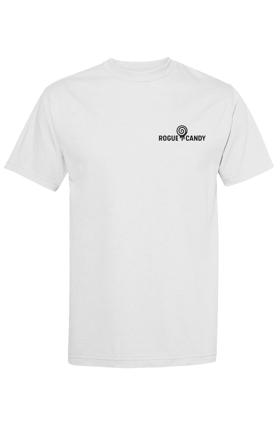 Rogue Candy Logo print  small on chest, Classic Streetwear white T Shirt
