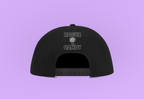 Rogue Embroidered logo on back, Snapback black Hat I’m a lilac color background